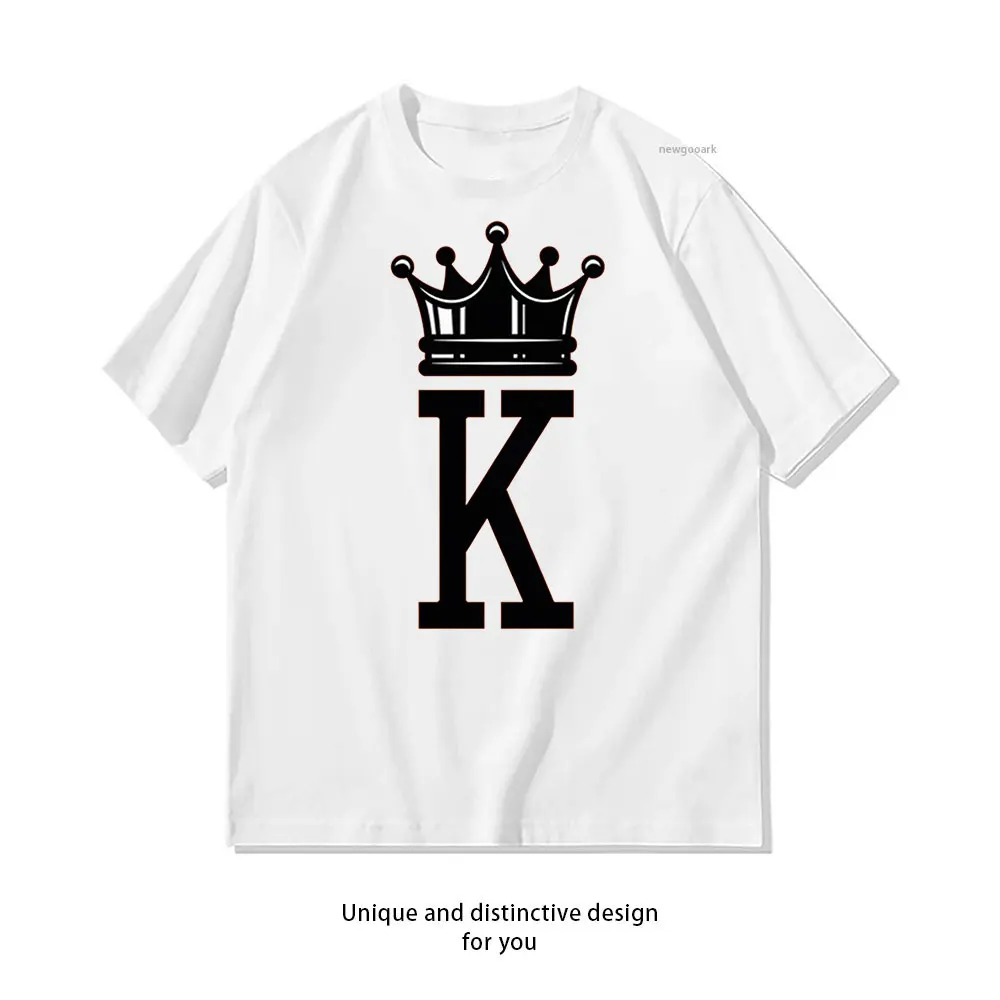 Crowned 'K' on Orange T-Shirt Casual cotton graphic t shirts Creative streetwear Classic O-neck shirt