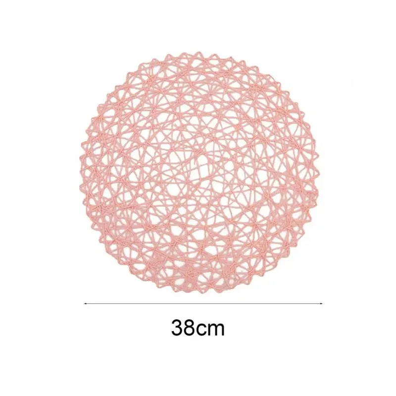 15 Inch Crochet Knitting Round Woven Place Mats Paper Fiber Table Placemats Hollow Decorative Placemat Dinning Place Mats Decor