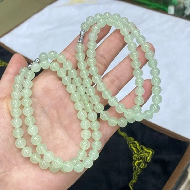 Hetian Jade Emerald Goddess Necklace 8Mm,,, Delicate, Fashionable And Versatile