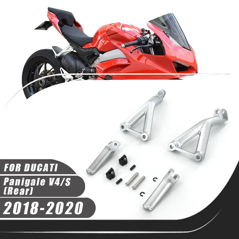 

Motorcycle Rear Passenger FootPeg Bracket Footrest Foot Rests Set For 2018-2020 Ducati Panigale V4 V4S 2019