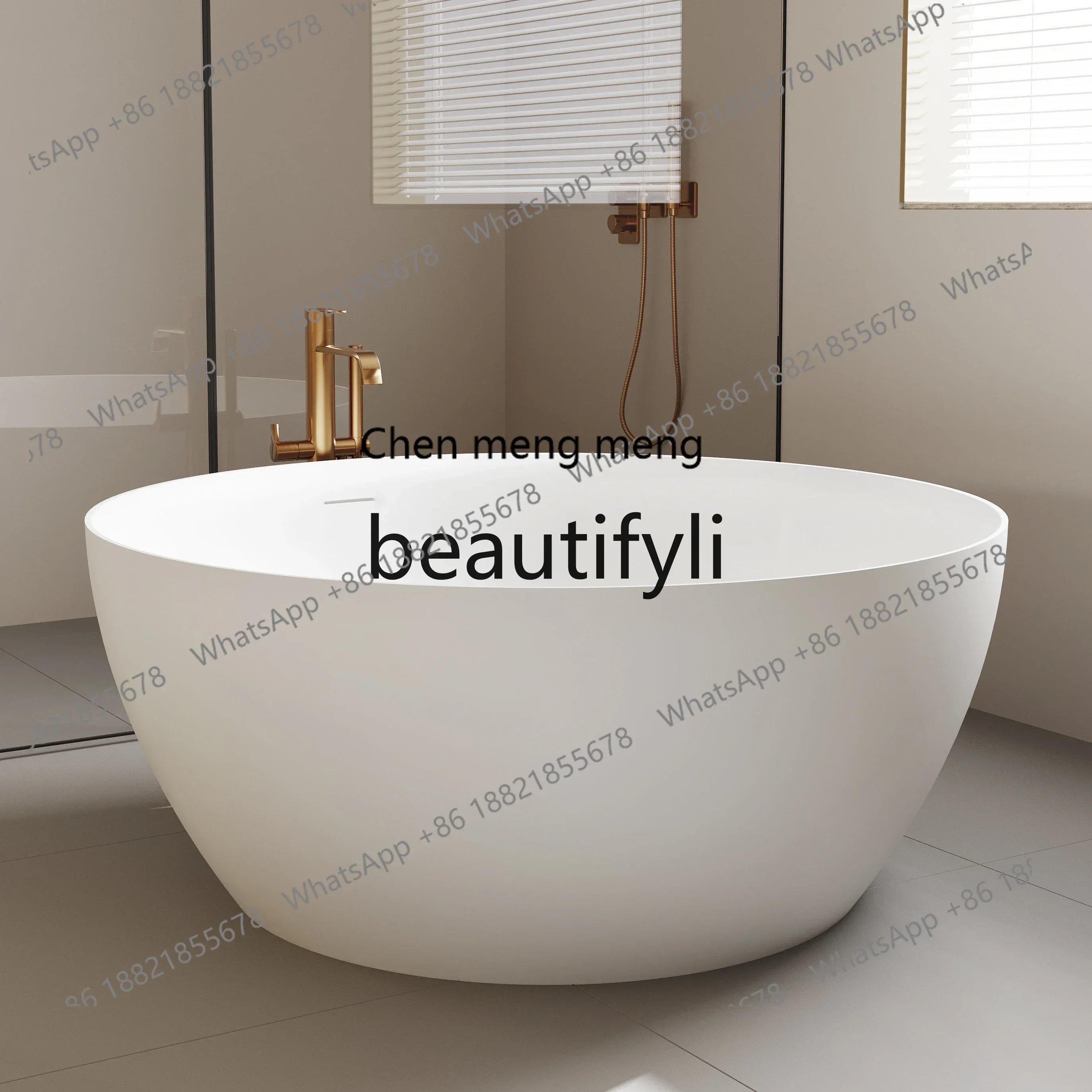 Polymer Pure PMMA Artificial Stone Circular Bathtub Artist Home Hotel Homestay Double Bathtub