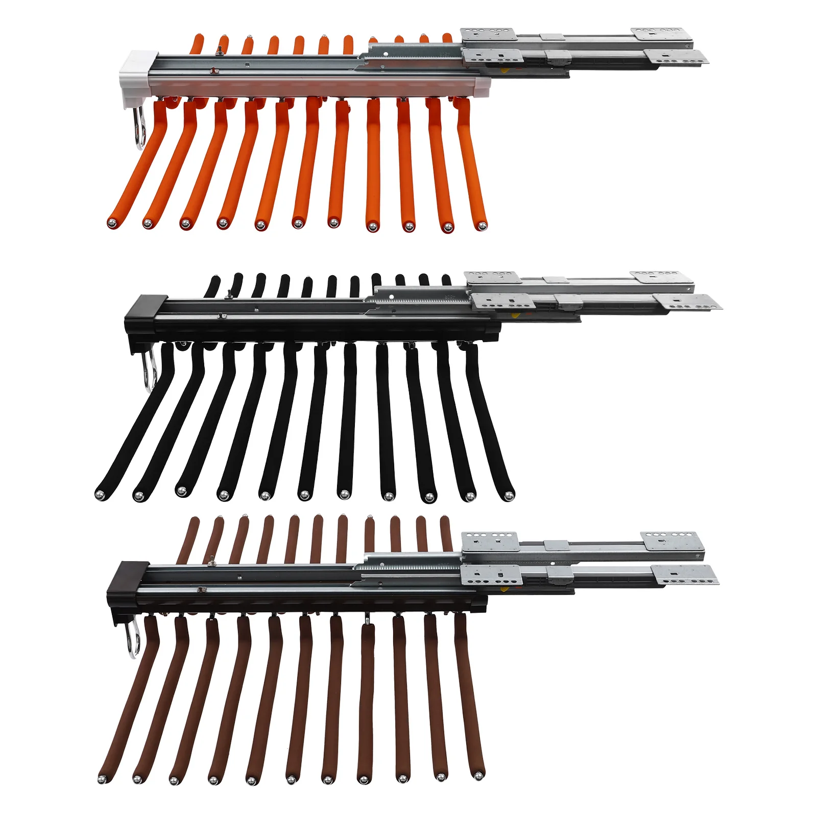 Ausziehbarer Hosenhalter, Einziehbarer Kleiderschrank-Hosenhalter, 22 Flockstäbe, 15 kg Tragkraft, geräuscharme Gleitschiene, Kleiderschrank-Aufbewahrungsorganizer – Detail 9