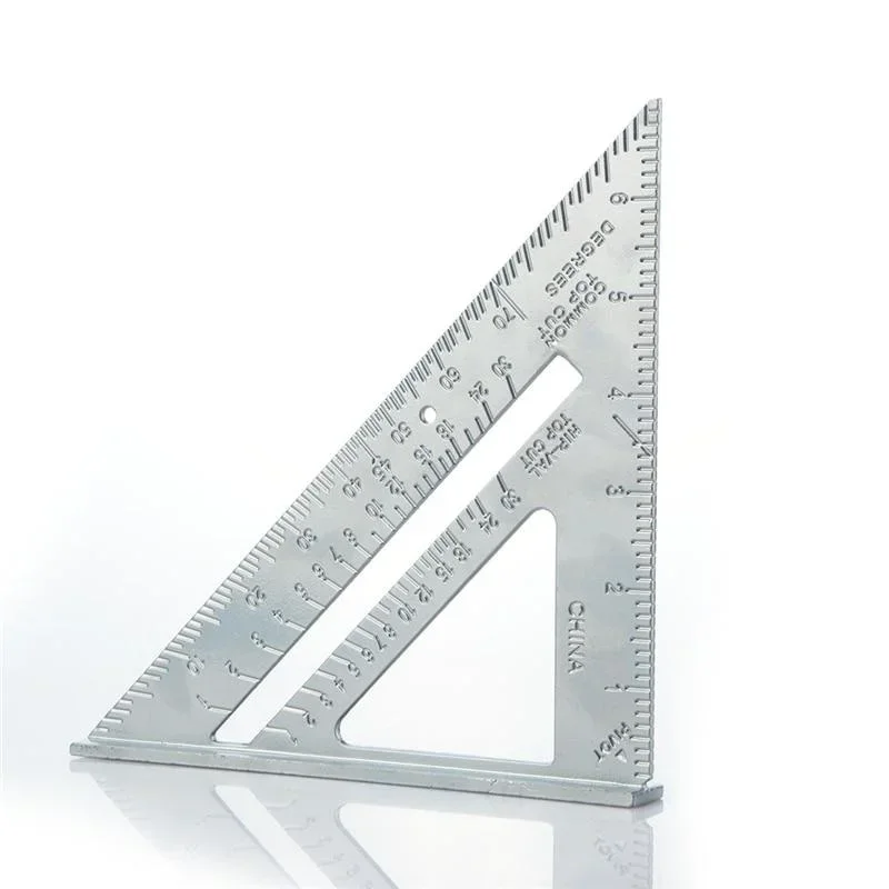 7Inch Carpenter Ruler Speed Square Protractor Aluminum Alloy Miter Framing Tri-square Line Scriber