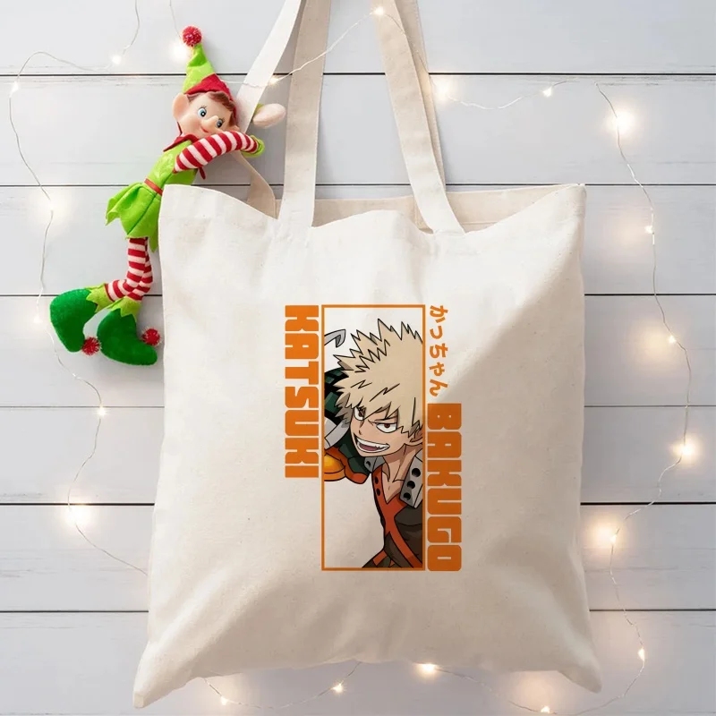 Boku No Hero Anime My Hero Academia Bakugou Tote Bag Unisex Canvas Bags Shopping Bags Printed Casual Shoulder Bag