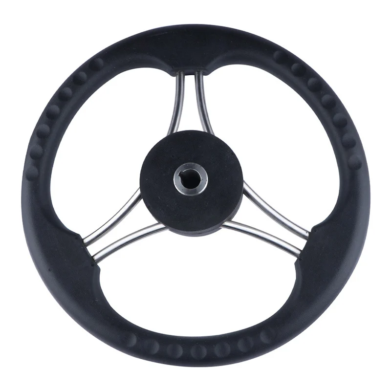 Boat Steering Wheel Foam Grip Marine 13Inch Stainless Steel 3 Spoke Comfortable Black Foam Grip Boat Hardware Accessories