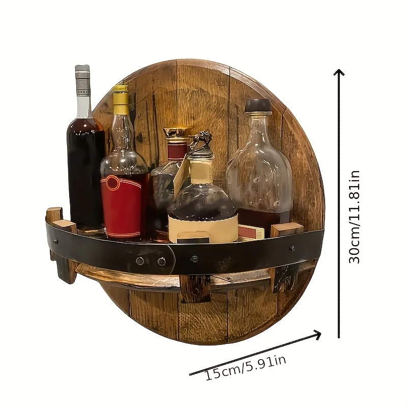 1-Piece Handmade Wooden Beverage Display Wall Mounted Storage Rack, Used For Kitchen And Dining Room Decoration, No Electricity