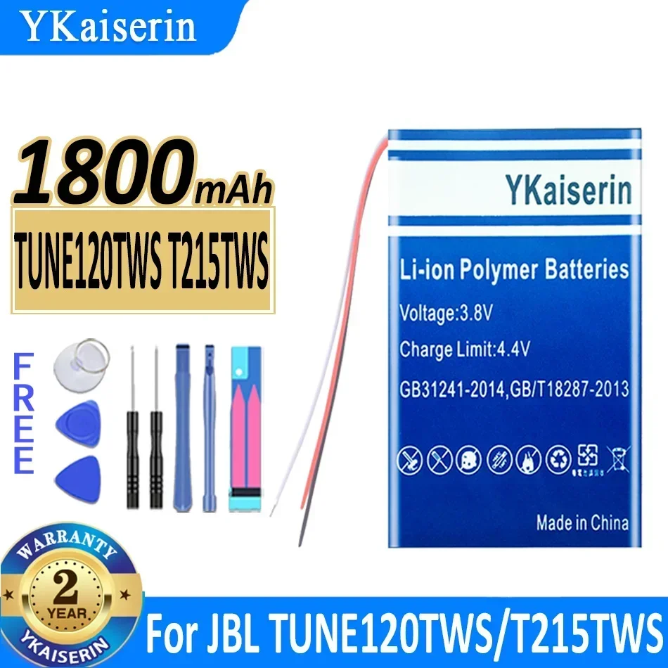 

Аккумулятор YKaiserin 1800 мАч LIR1454 для JBL TUNE120TWS T215TWS Bluetooth-наушников и зарядного устройства, аккумуляторы