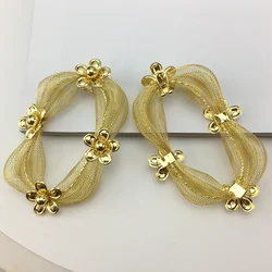 EMMA Women Geometric Statement Earrings Female Oversize Bold Jewelry Accessory Dubai Gold Plated Big Flower Earrings