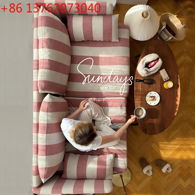 

French vintage fabric sofa living room small apartment sofa pastoral style home