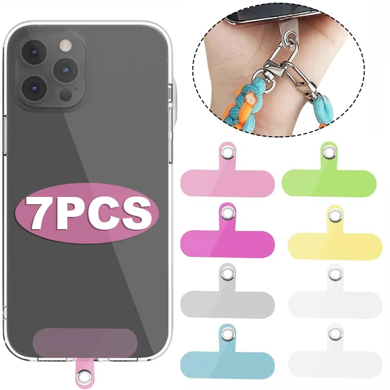 Upgraded Anti-lost Phone Lanyard Replacement Patches Cord Clip Transparent Phone Hanging Straps Tether Tabs with Metal Ring