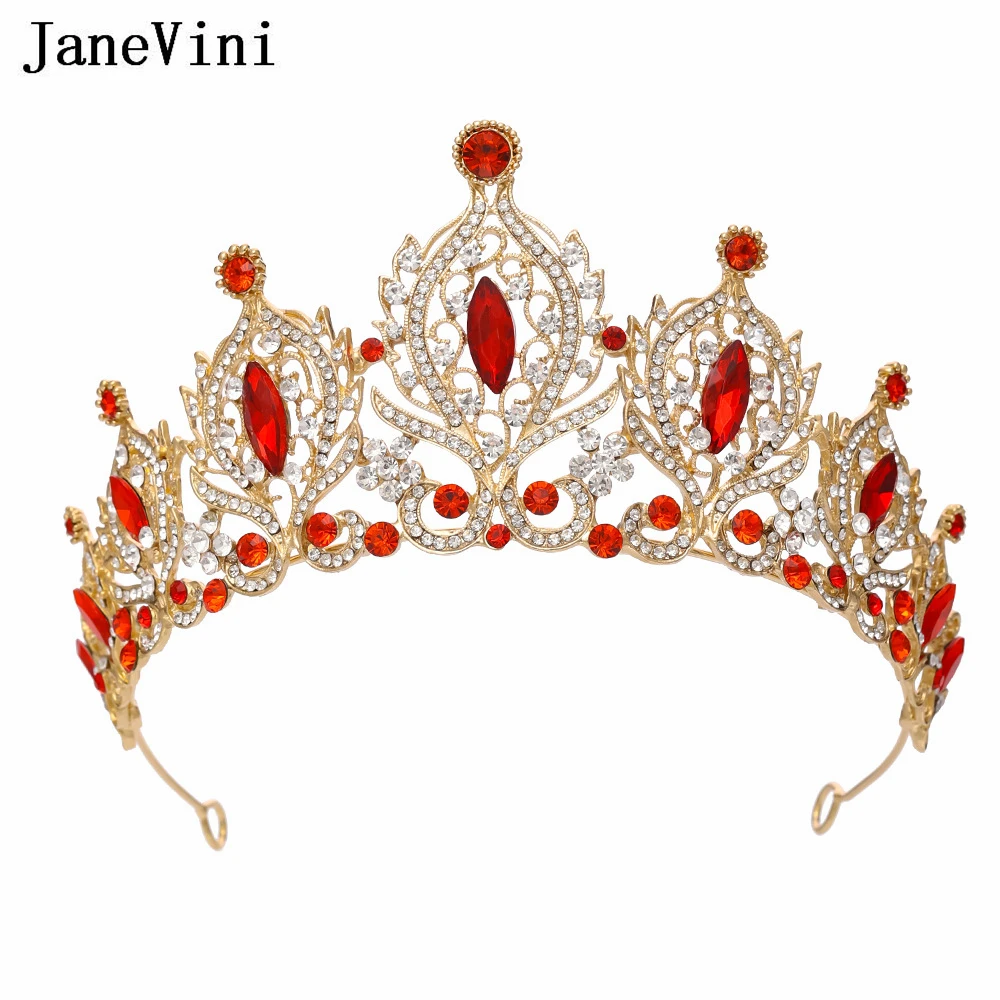 

JaneVini Fashion Crystal Wedding Tiaras And Crowns For Queen Princess Luxury Bride Party Hairband Bridal Hair Jewelry Headpieces