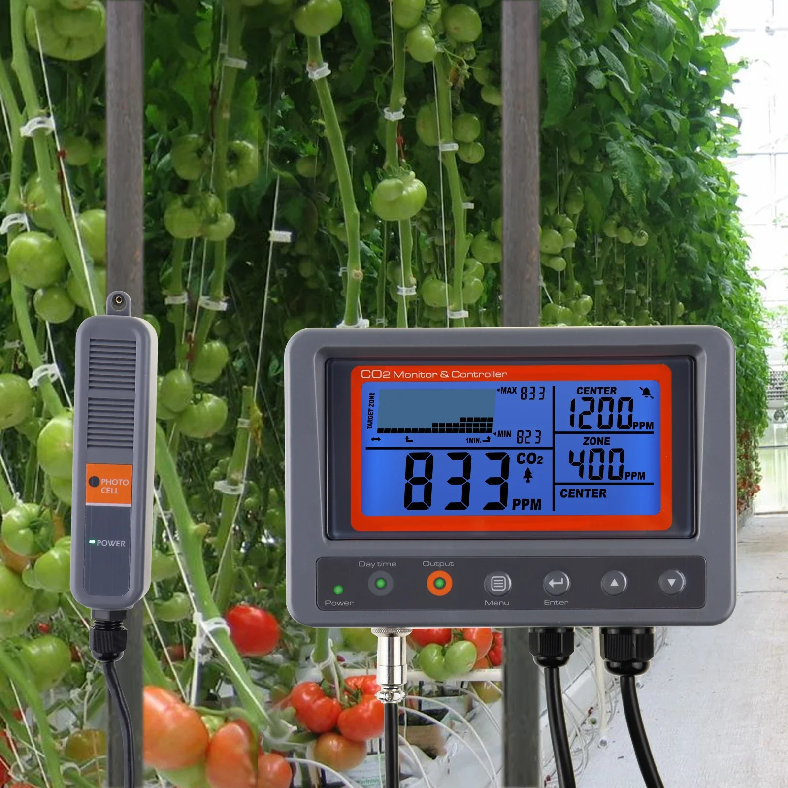 Digital CO2 IAQ Monitor Controller 45M Cable NDIR Sensing Probe w/ Relay Function Green House Home, Office, Factory