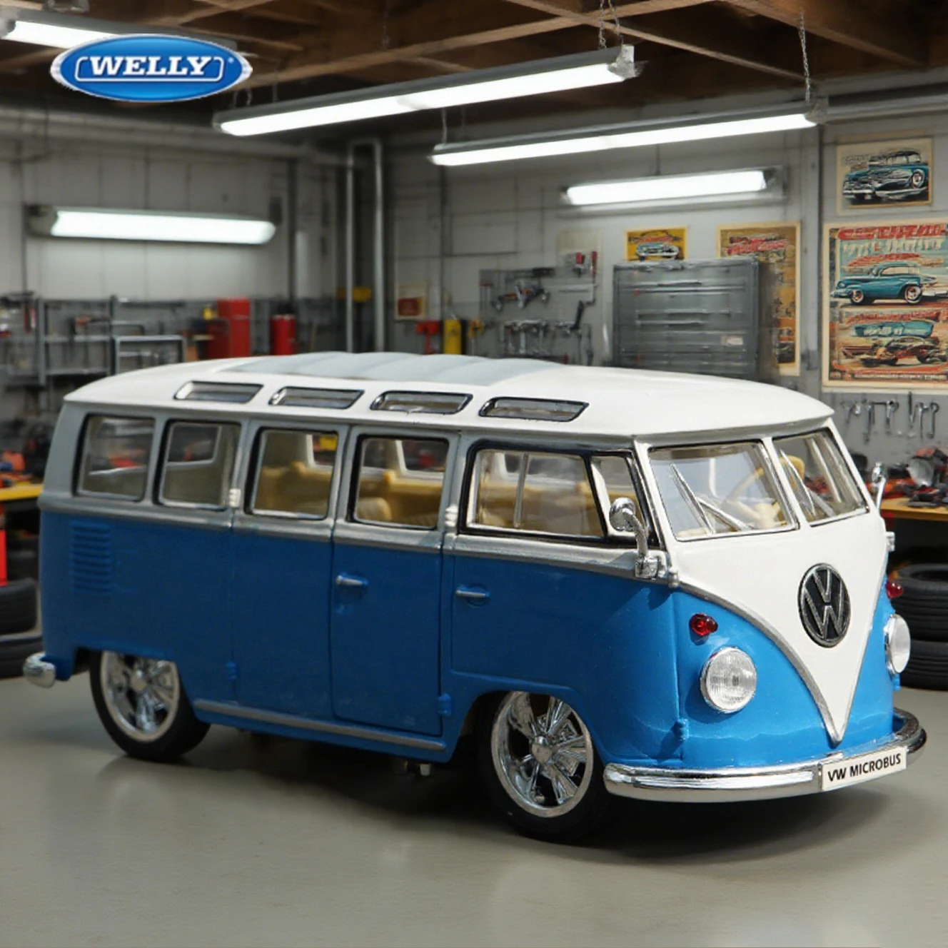 WELLY 1:24 Volkswagen VW T1 BUS Alloy Car Diecasts & Toy Vehicles Car Model Miniature Scale Model Car Toy For Children