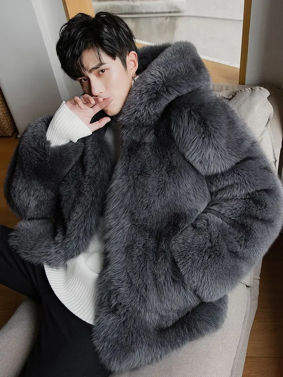 Winter Classic Style Soft Warm Faux Fur Coat Long Sleeve Plus Size Designer Men Streetwear Clothing Fluffy Jacket