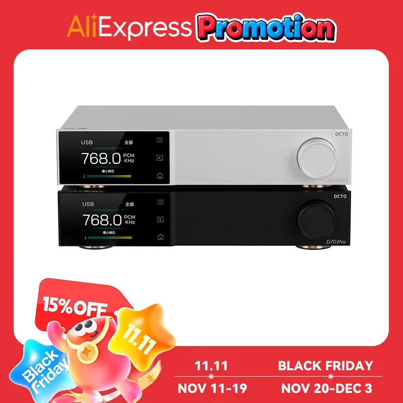 TOPPING-D70 PRO OCTO HiFi Audio Decoder, Bluetooth 5.1, Suporte LDAC com Saída RCA XLR, Controle Remoto, Hi-res