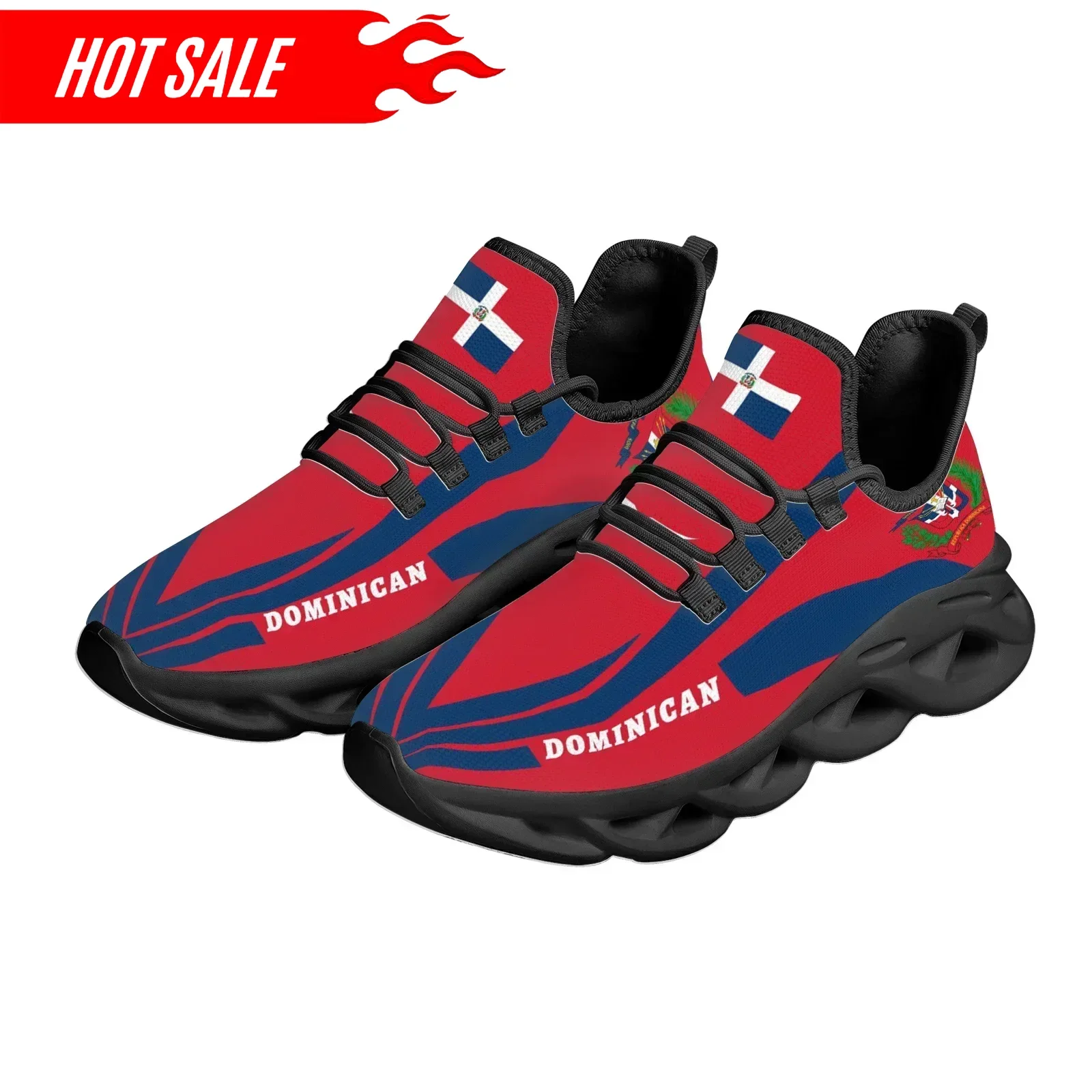 Hot Dominican Flag National Emblem Design Lightweight Breathable Platform Shoes Knitted Blade Shoes Sneakers Zapatos Custom Made