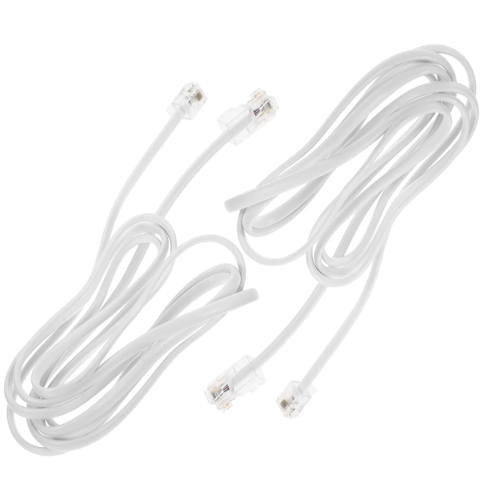 2Pcs Rj45 to Rj11 Adapter Cable Telephone Plug to Ethernet Cord 17M Long Easy Install Firm Connection High Quality Sound