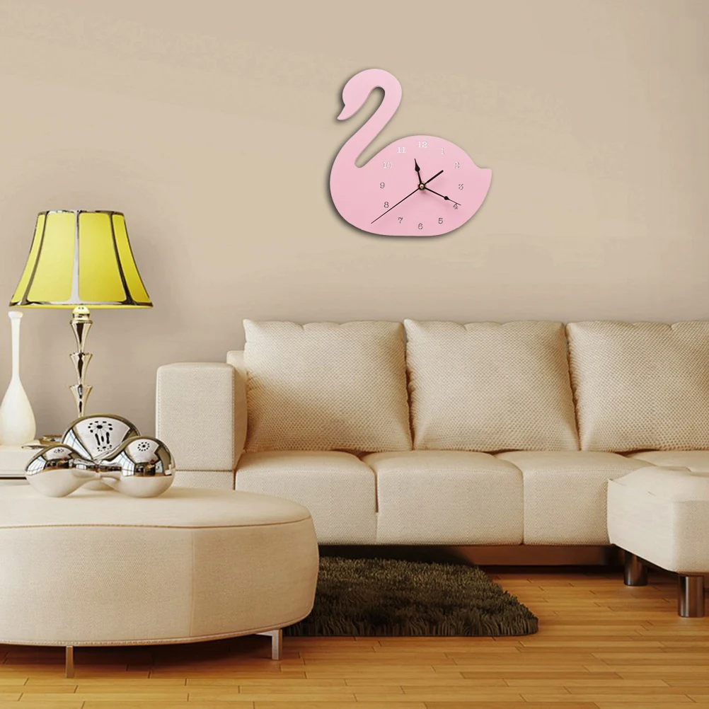 

Swan Shape Hanging Decorative Wall Hanging Wall Silent Clock Clock Kids Room Decorative Clocks No Ticking Home Office