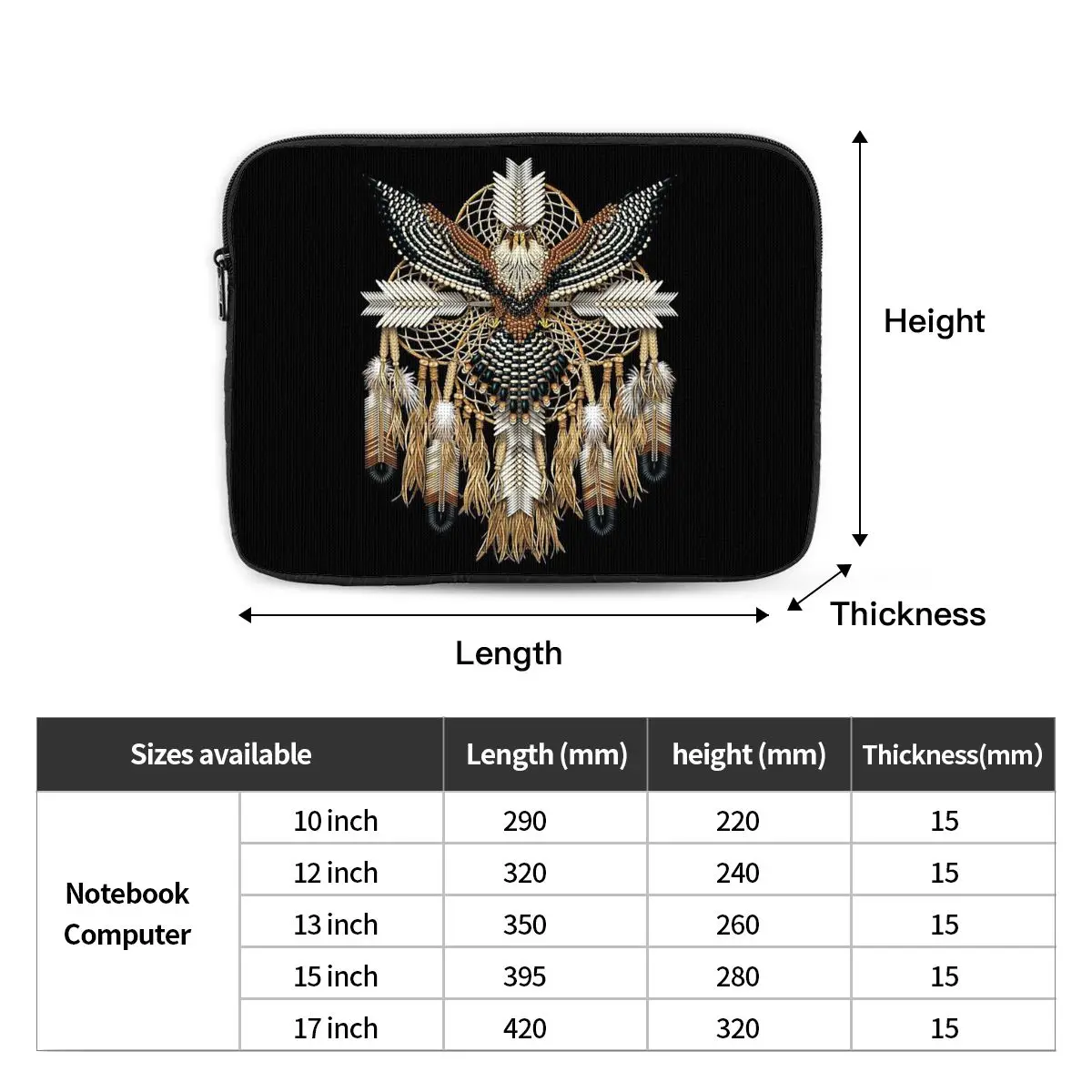 Native Mandala Owl American Notebook Laptop Bag Case Pouch 10 12 13 15 17 Inch Notebook Sleeve Cover Bag Tablet Shockproof Bag