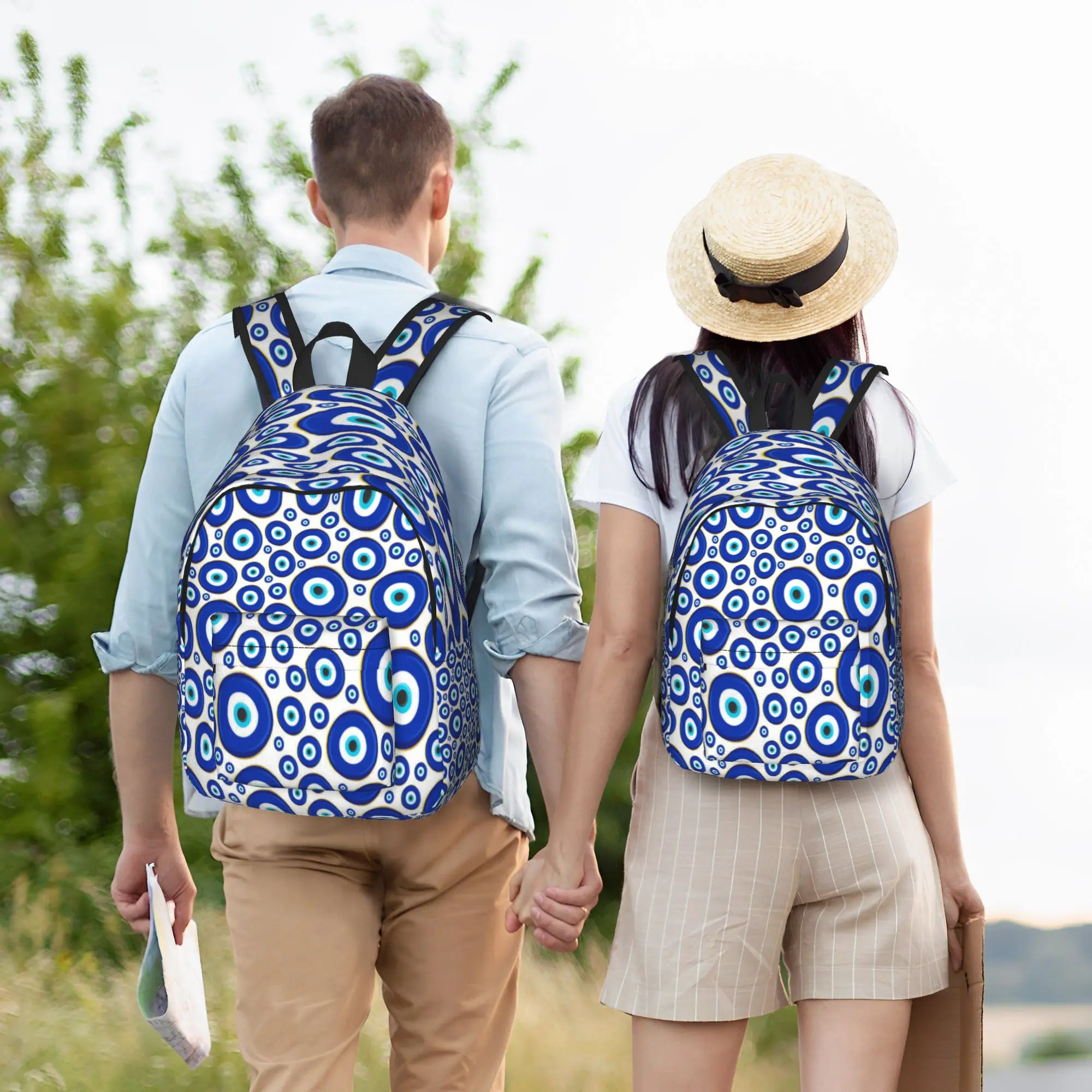 Evil Eye Ethnic Pattern Mystic Greek Amulet Turkish Backpack  College Backpacks High Quality High School Bags Leisure Rucksack