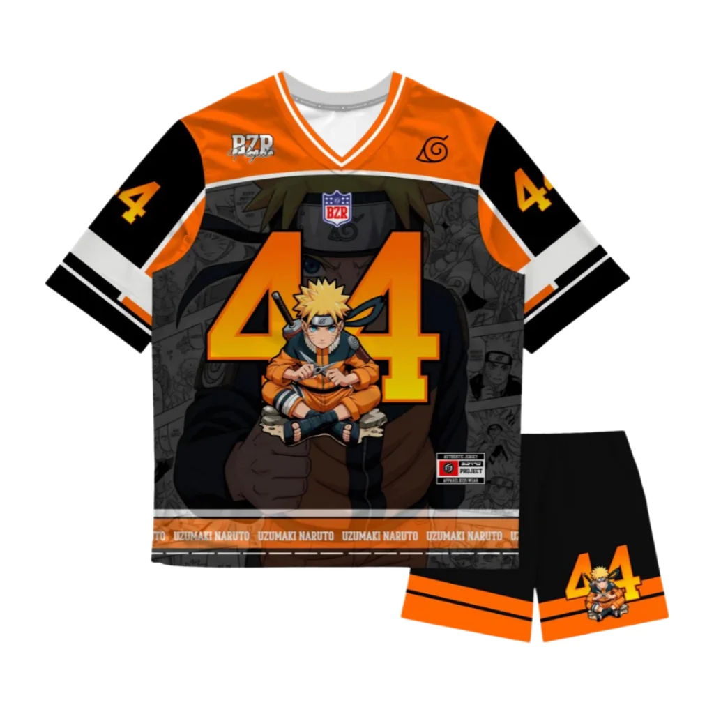 Naruto No. 44 Naruto Anime Oversized Jersey Set Adult Kids Athleisure T-Shirt & Shorts Breathable Quick-drying Soft Lightweight