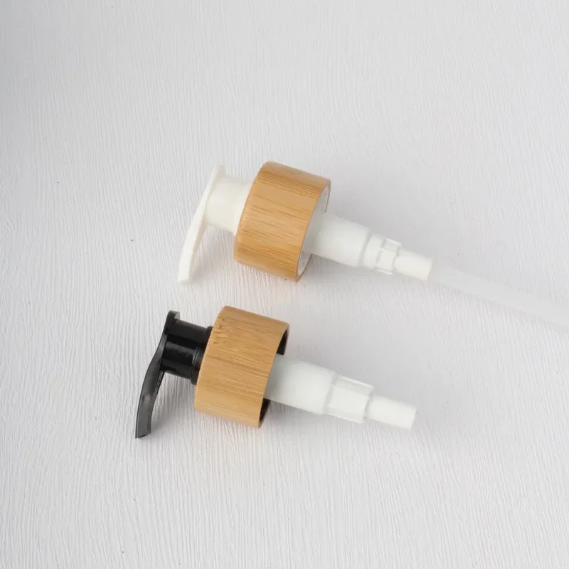 

Recyclable 24mm White Black Screw Bamboo Lotion Pump Cap Left and Right Locked Wooden Lotion Pump Bamboo Cap Dispenser for Cosme
