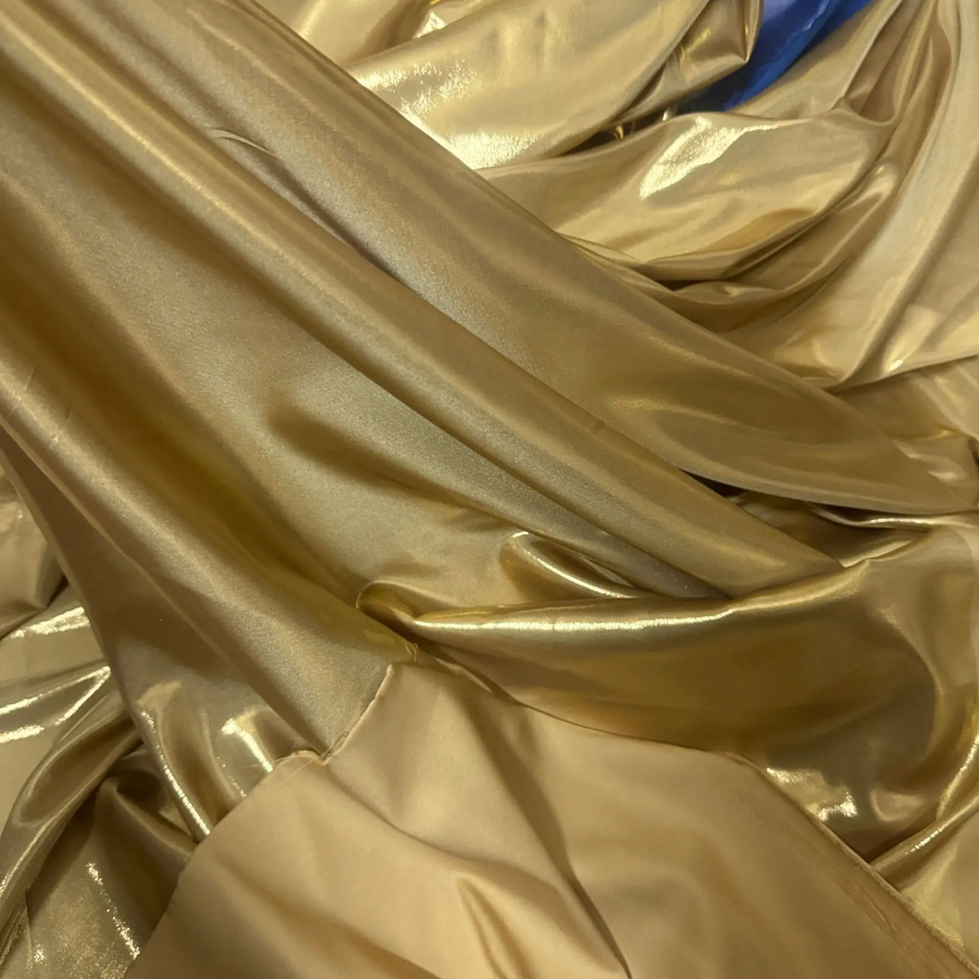 Gold Foil Chiffon Satin Fabric Glossy Stamping Cloth for Qipao Evening Gown, Shawl, Nightgown Designer DIY Sewing Material