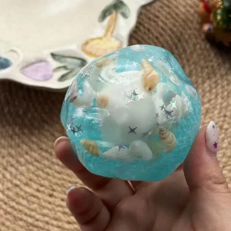 Crispy Sea Salt Blue Calming Fidget Toy Stress Release Knead Squish Ball Crunchy ASMR Sound Sooth Relax Desktop Healing Ornament