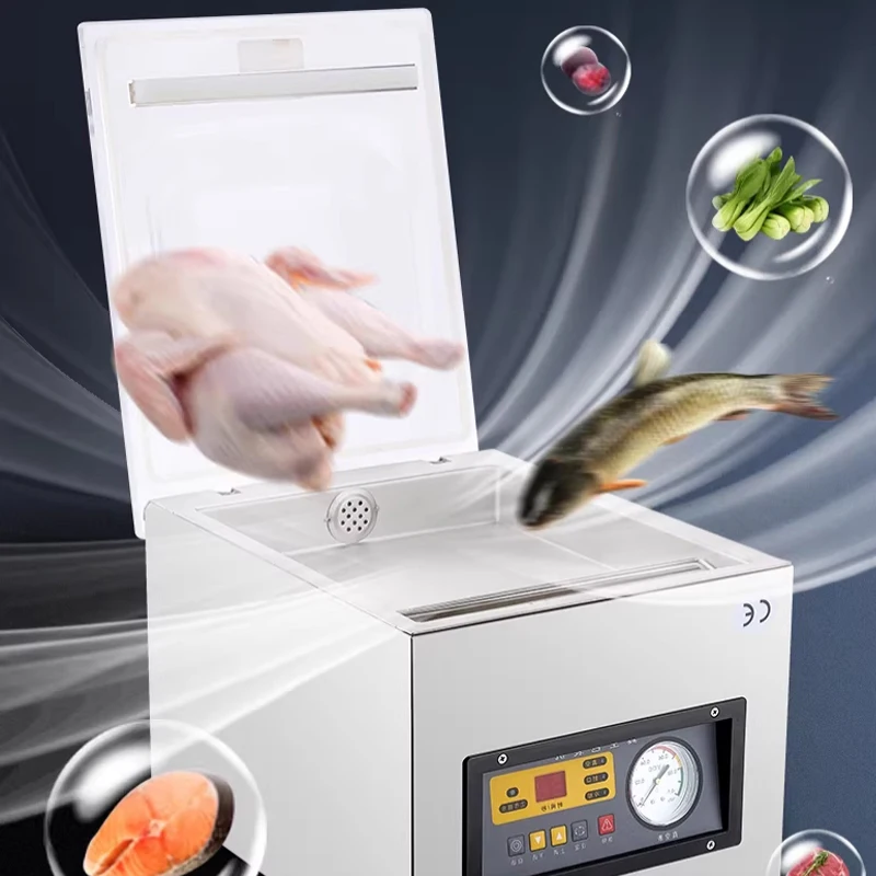 Commercial Wet and Dry Food Vacuum Sealer Packaging Machine 370W Vacuum Packing Machine Fresh-keeping Plastic Sealing Machine