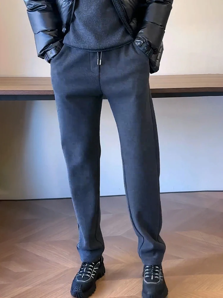 

Мужские прямые брюки для спорта и отдыха, свободные, класса люкс, осенне-зимние, высококачественные, мягкие и уютные