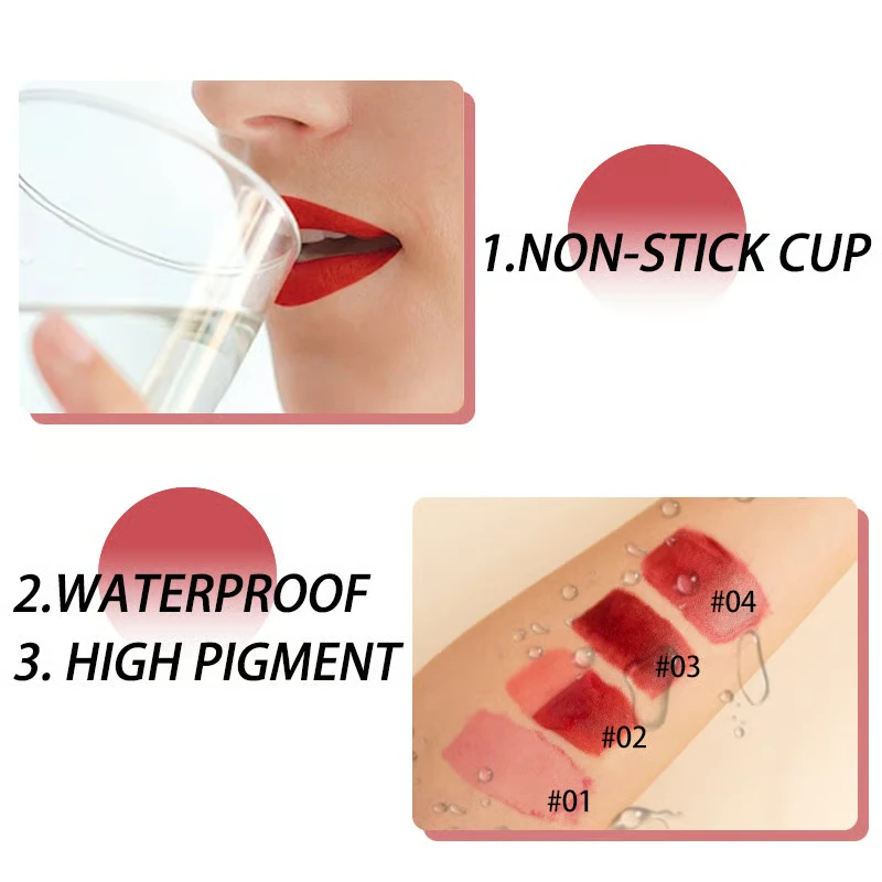 4-Color Tattoo Lip Gloss Peel-Off Long-Lasting Moisturizing Hydrating Lipstick Color Tear Hygienic for Beauty Makeup