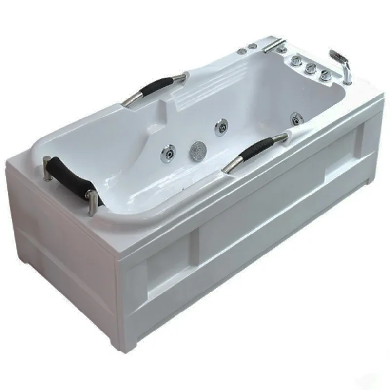Acrylic double handrails household bathtub small apartment independent deepening rectangular bath constant temperature surfing