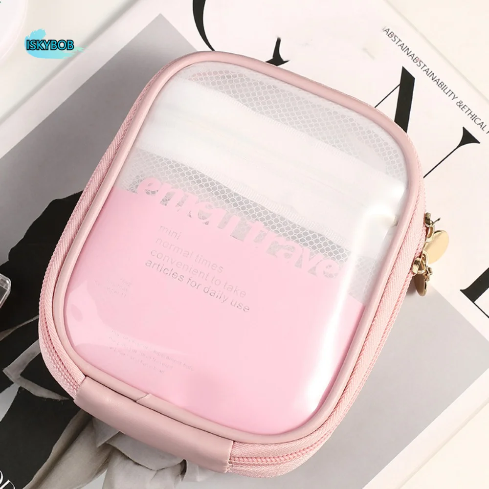 

Mini Makeup Bag Clear Mesh PVC Transparent Cosmetic Bag Multifunctional Letter Skincare Storage Bag Lipstick Storage