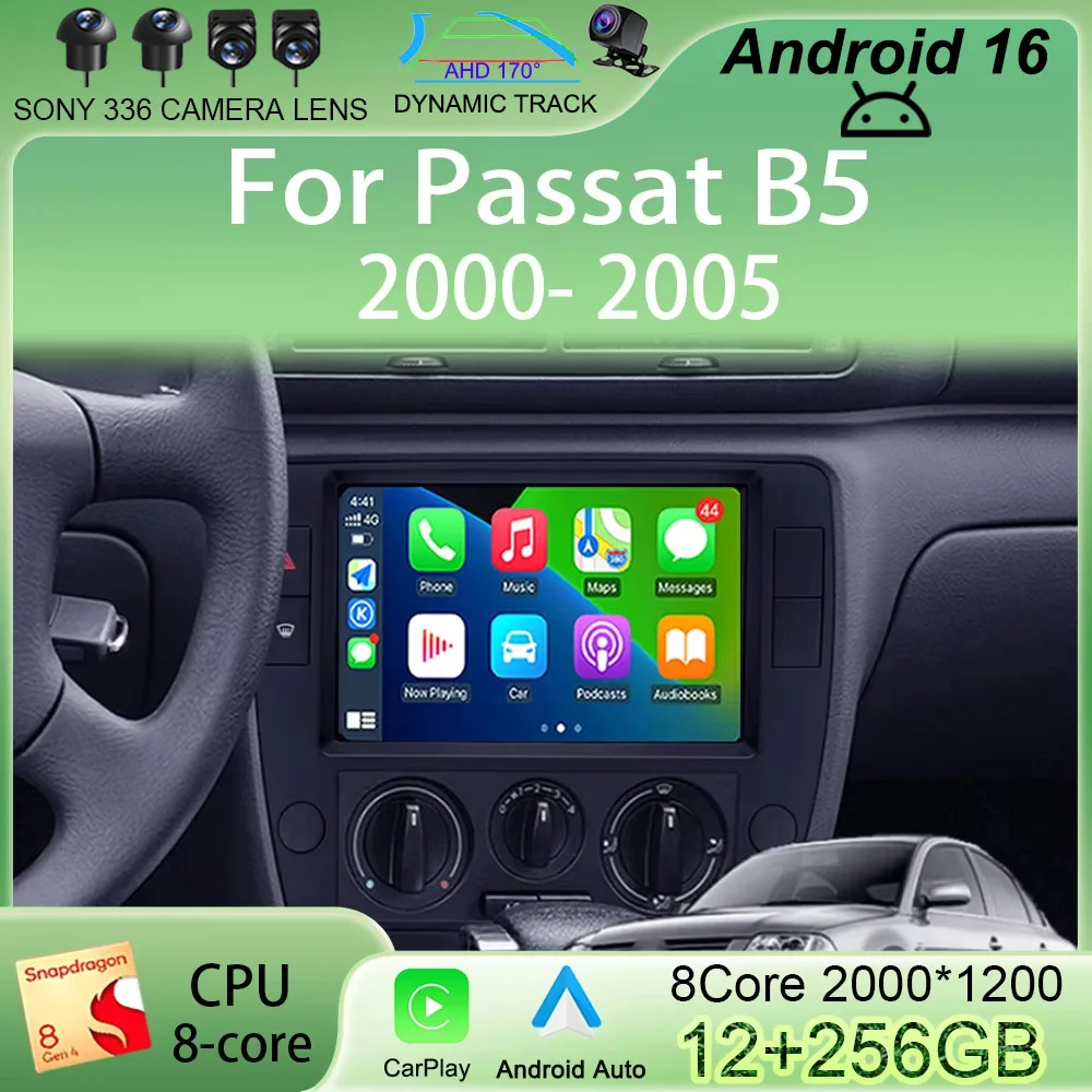 

Автомагнитола Android 16 с голосовым управлением AI, 4G Wi-Fi, DSP, мультимедиа для Passat B5 2000-2005, навигация GPS