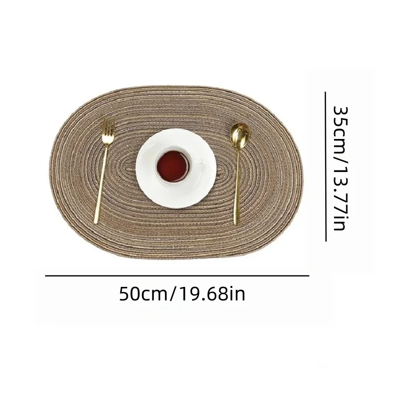 Big Oval Braided Placemats Natural Woven Table Mats for Dining Table Place Mats Blue Khaki Cream