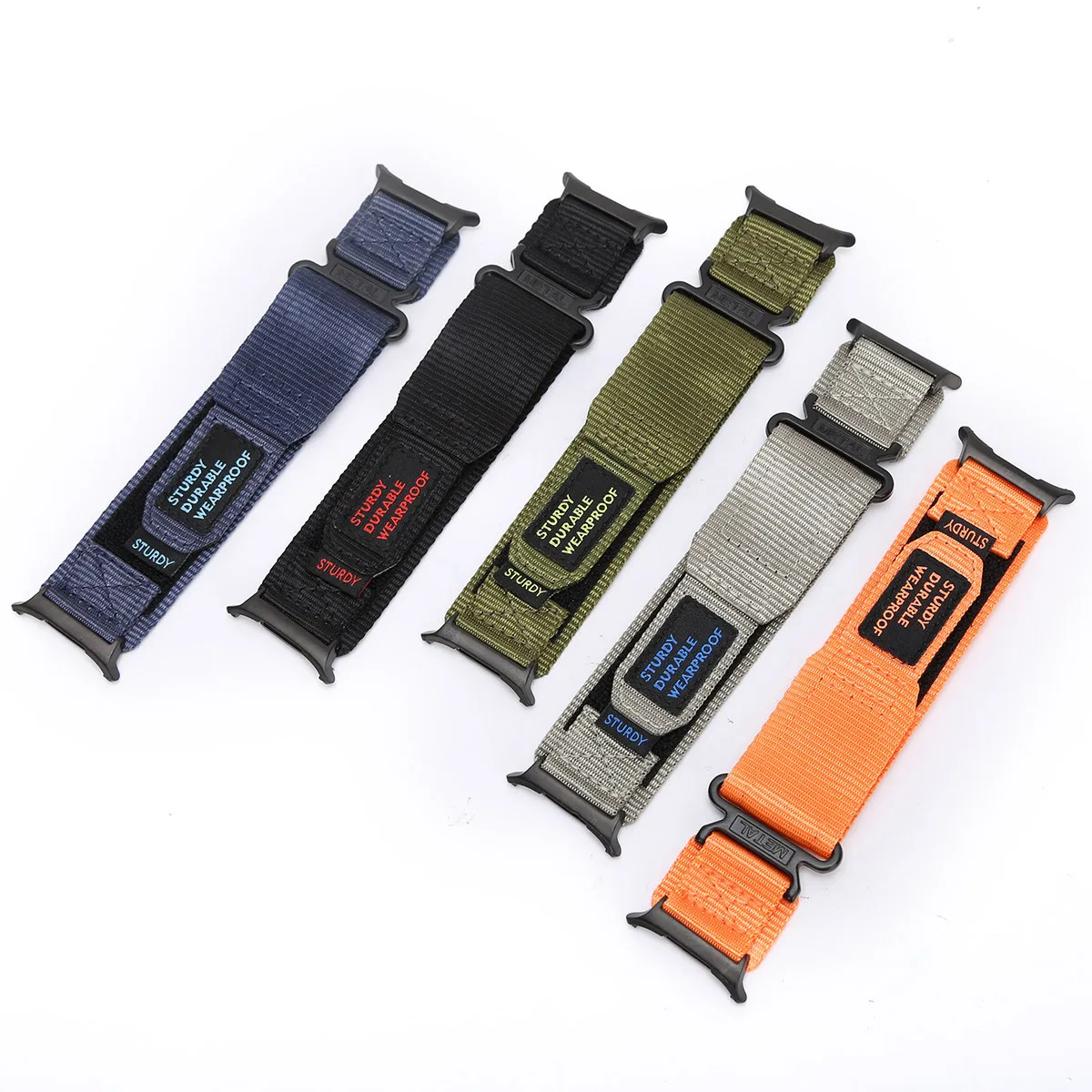 サムスンギャラクシーウォッチ用ナイロンストラップ,47mm,キャンバス,男性用,開口部のない,湾曲したエンドフック付き