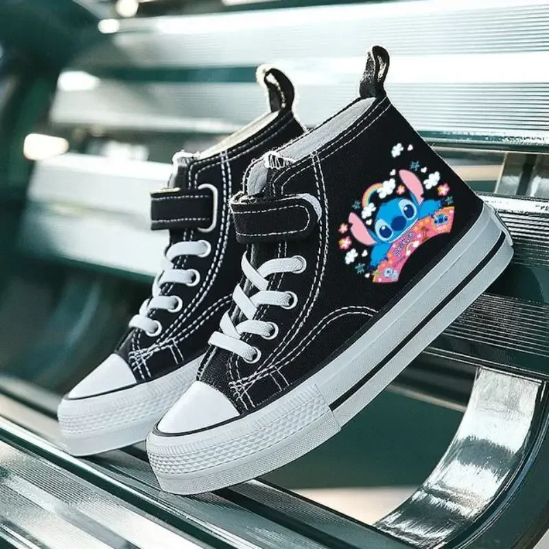 New High-top Lilo Stitch Sport Girl Boys Kids Canvas Shoes Disney Casual Cartoon comfort Shoes Children Print Boys Tennis Shoes