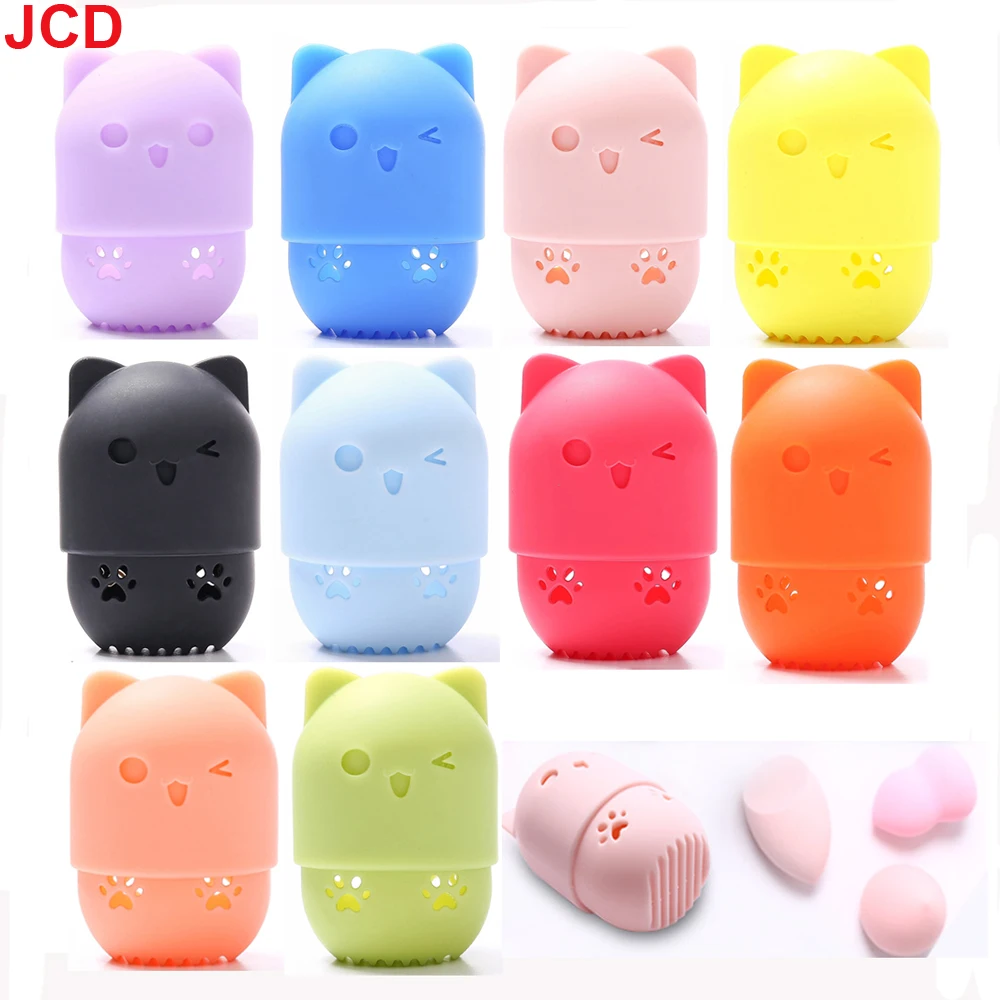 ซิลิโคนเวิลด์1ชิ้นกล่องเก็บฟองน้ำฟองน้ำเพื่อความงามไข่แต่งหน้าแป้งพัฟที่จับการทำให้แห้งเครื่องสำอางป้องกันเชื้อราพัฟ