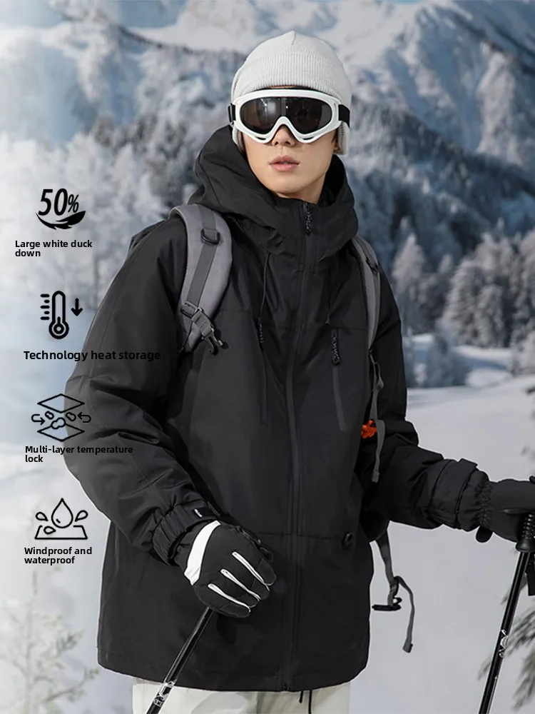 

Winter Outdoor Tee-in-One Hooded down Jaet Men's Soft ell ell Jaet Du down Warmth Waterproof Youth Faion