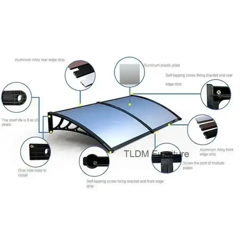 for Aluminum-plastic Panel Awnings Outdoor Rainproof Fashionable UV-proof Silent Awning Modern Simple Awnings for Door Head