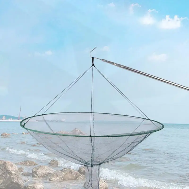 Pier Fishing Net Round Crab Hoop Net Fishing Bridge Net Drastring Foldable Catfish Net Cage Cast Nets For Fishing Saltwater