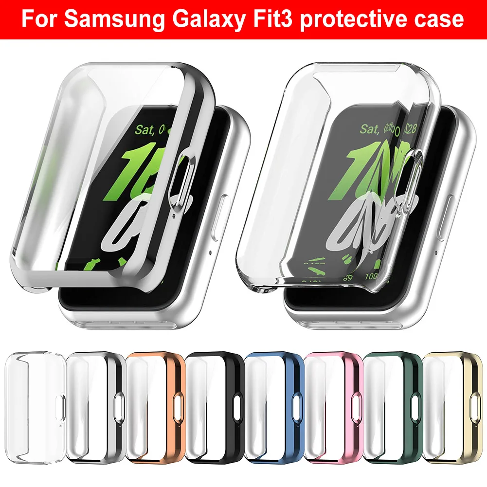 Capa de vidro temperado para samsung galaxy fit 3 samrt pulseira de relógio cobertura completa pára-choques protetor de tela fit3