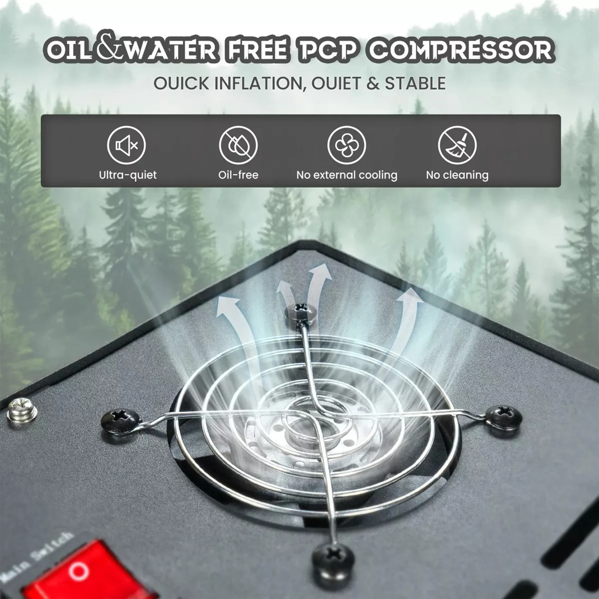 TUXING 4500Psi 300Bar 800W compresseur d'air PCP double cylindre compresseur haute pression arrêt automatique sans huile PCP pistolet à air fusil de plongée