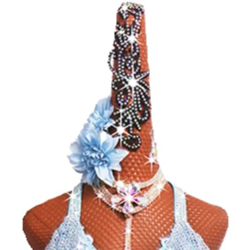 

Новая юбка для латиноамериканских танцев, юбка для соревнований, юбка для выступлений, короткая танцевальная юбка с синими бахромами для взрослых, на заказ