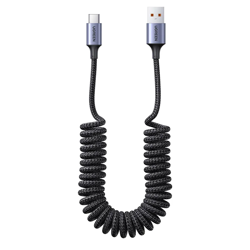 

UGREEN Type C Cable Springs Stretch Design USB a to USB C Cable 6A Fast Charging for Honor
