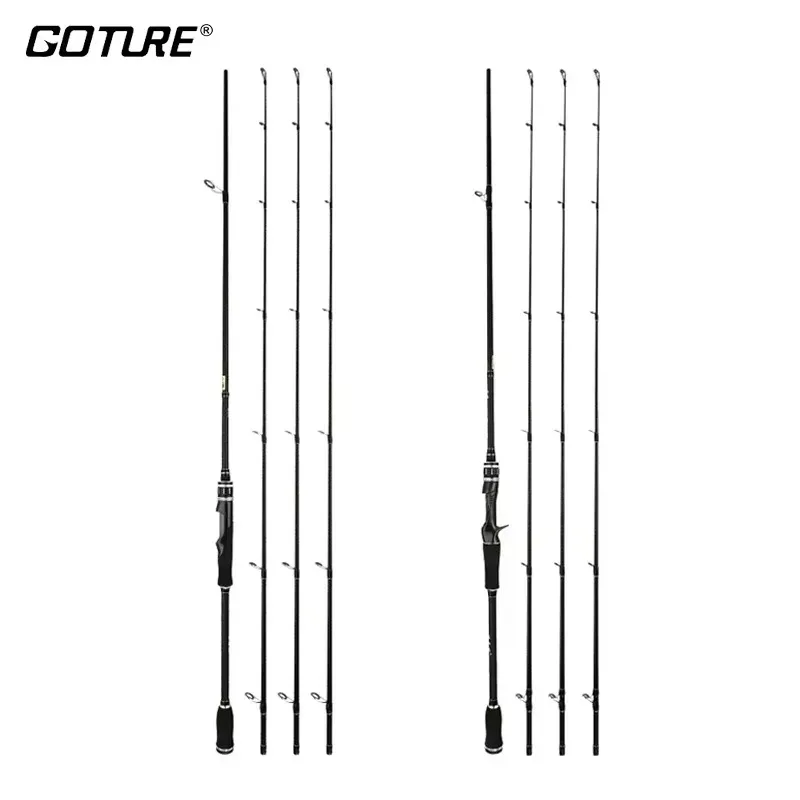 Goture 1.8m-2.4m Spinning Casting Fishing Rod Three Power Tips ML/M/MH Portable Lightweight Carbon Travel Rod for Sea Fishing