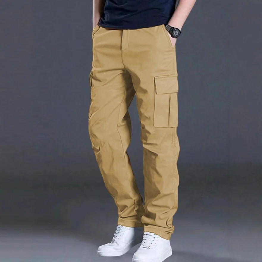 

Повседневные свободные прямые мужские брюки с несколькими карманами, весна-лето 2025 Faion, рабочая одежда, хлопковые молодежные брюки со средней талией