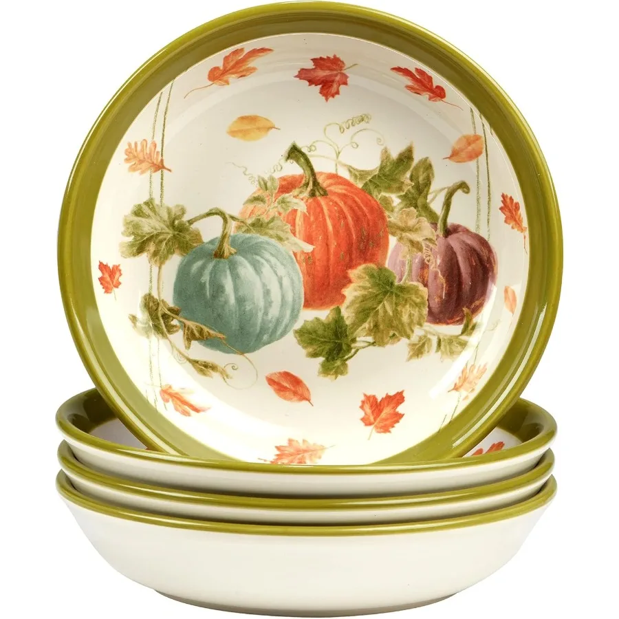 Herfstoogst 9" Salade Dessertborden en Soep Granen Kommen Set van 8 Veelkleurig