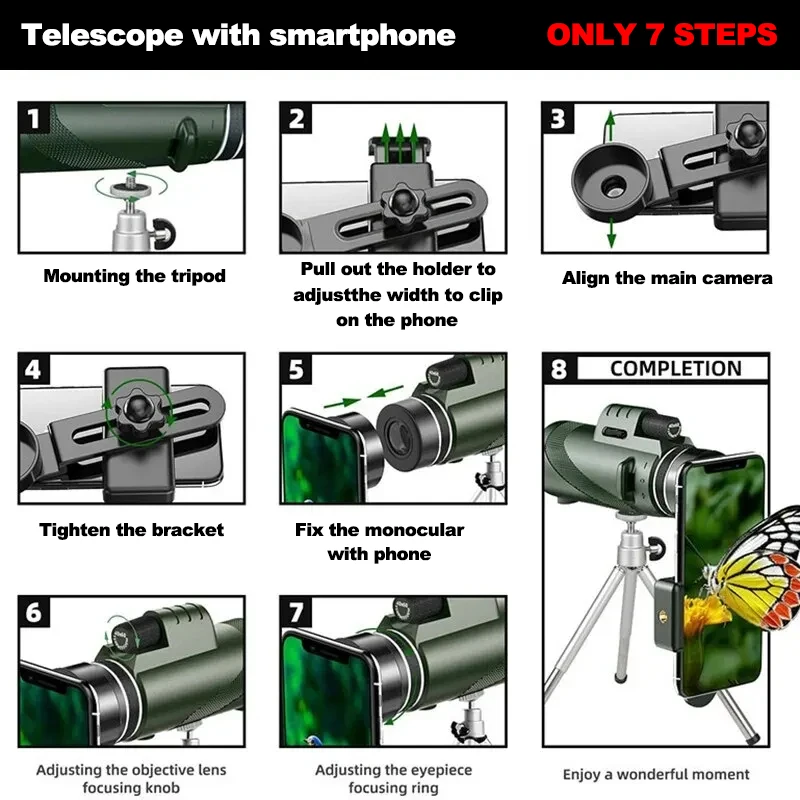 Telescopio portátil plegable de larga distancia, Mini telescopio potente con Zoom HD de 80x100, 5000M, para caza, deportes, Camping al aire libre y