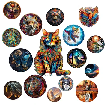 Adults animal wooden puzzle children A3 A4 A5 3D wooden DIY crafts shaped Christmas gift wooden jigsaw puzzle gifts